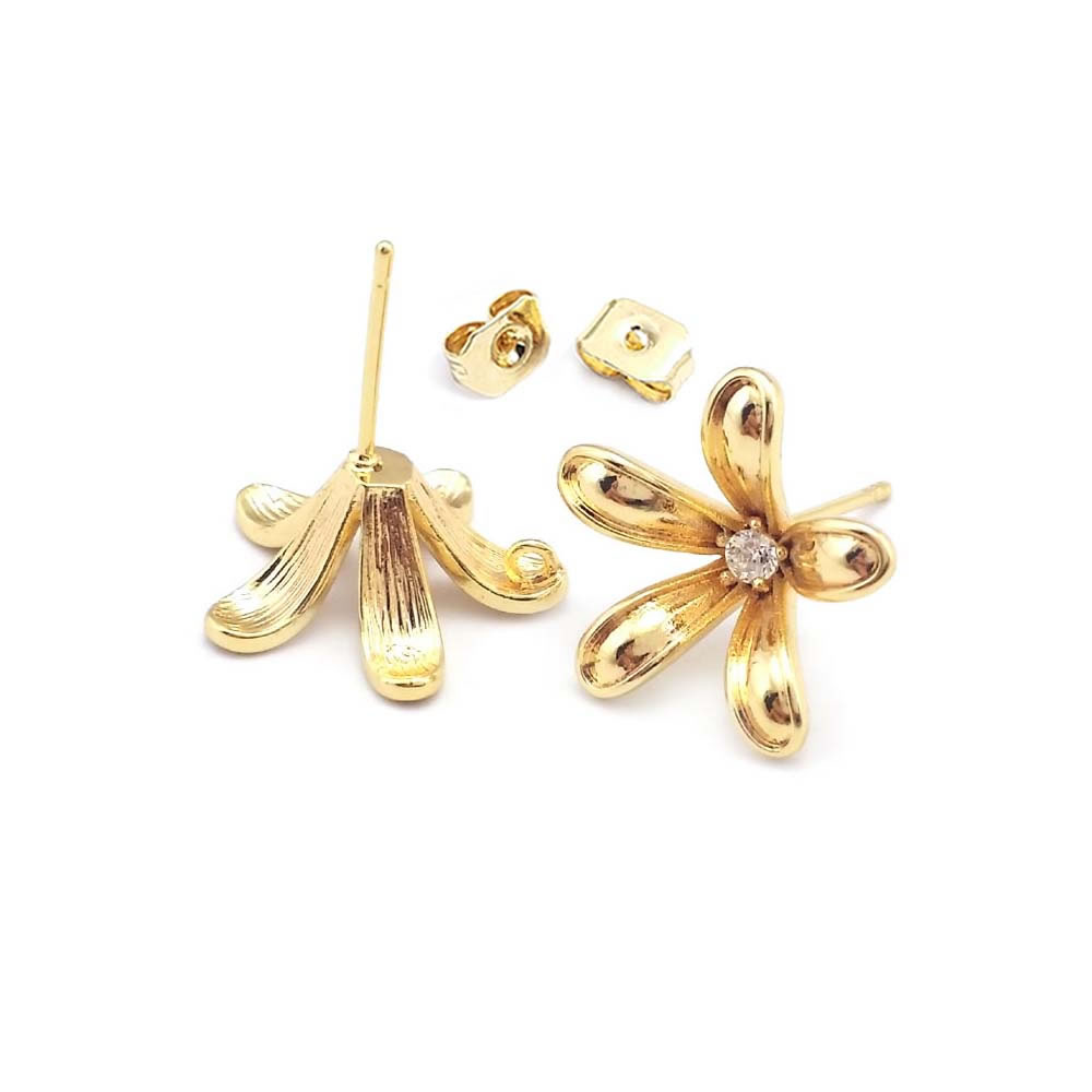 18K Gold Color Brass Flower St - Jewelry Making Gold recension och pris