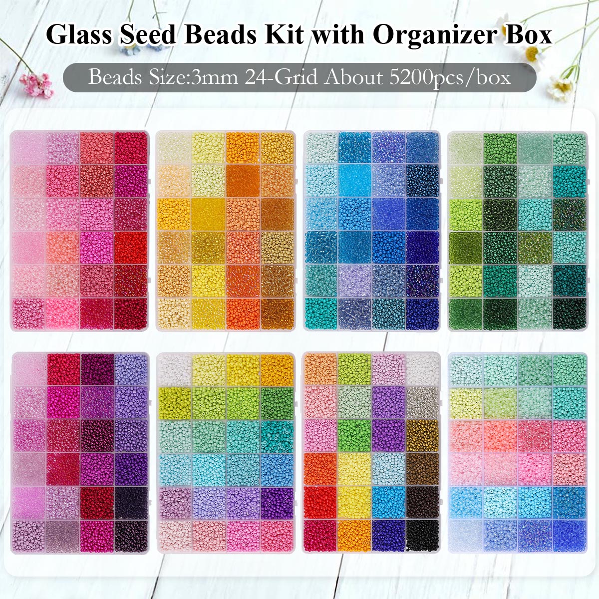 5200pcs 3mm Glass Seed Beads K - Jewelry Making Organizer recension och pris