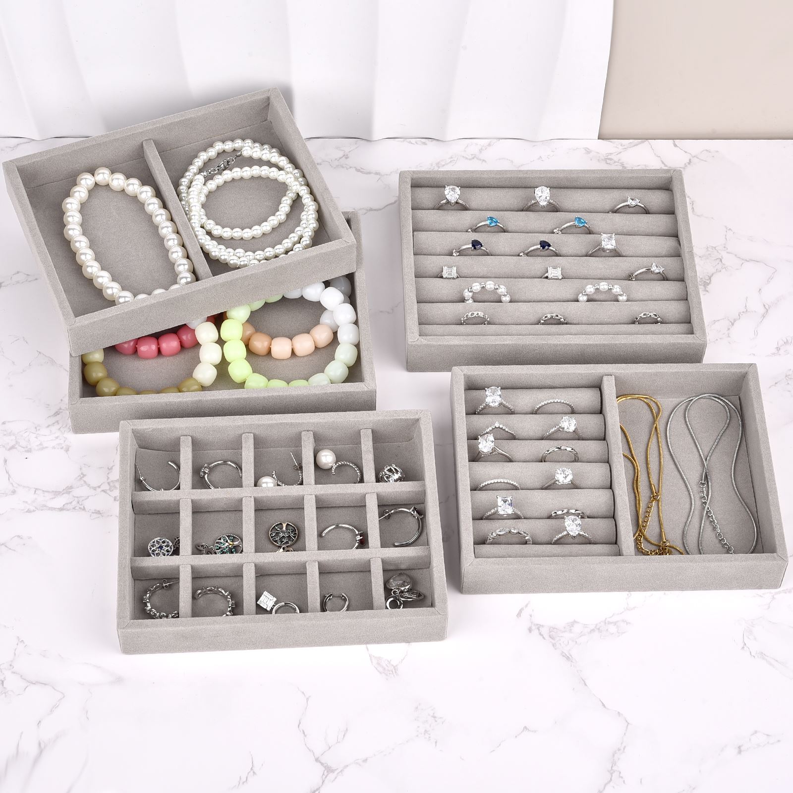 Velvet Jewelry Box Display Tra - Jewelry Making Organizer recension och pris